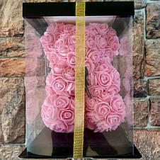 Мишко з 3D троянд Teddy Rose hand made рожевий 25 см На день закоханих 14 лютого Св.Валентіна (ФОТО), фото 2