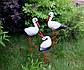 Сім'я з трьох лелек для саду, лелеки з аистенком - садові фігури з кераміки на металевих лапках (ББУ), фото 3