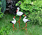 Сім'я з трьох лелек для саду, лелека з аистенками - садові фігури з кераміки на металевих лапках (БКК), фото 4