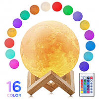 Улучшенный настольный светильник Луна Moon Night Light 15 см с ПУЛЬТОМ 16 цветов / детский ночник (Живые фото)