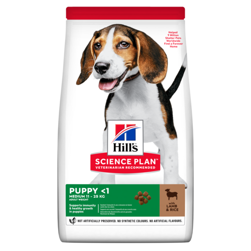 Hills (Хіллс) Puppy Medium Breed Lamb & Rice сухий корм для цуценят з ягням, 14 кг
