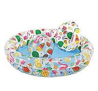 Бассейн детский надувной с набором (круг + мяч) Коктейль, Intex 59460 NP