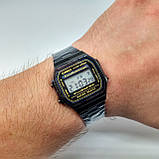 Кварцові (електронні) наручний годинник Casio A168 Old School чорного кольору AAA копія AAA copy High Copy, фото 9
