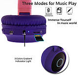 Дитячі бездротові блютуз-навушники світні з котячими вушками CAT EAR фіолетові (CE-19727), фото 5