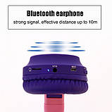 Дитячі бездротові блютуз-навушники світні з котячими вушками CAT EAR фіолетові (CE-19727), фото 6