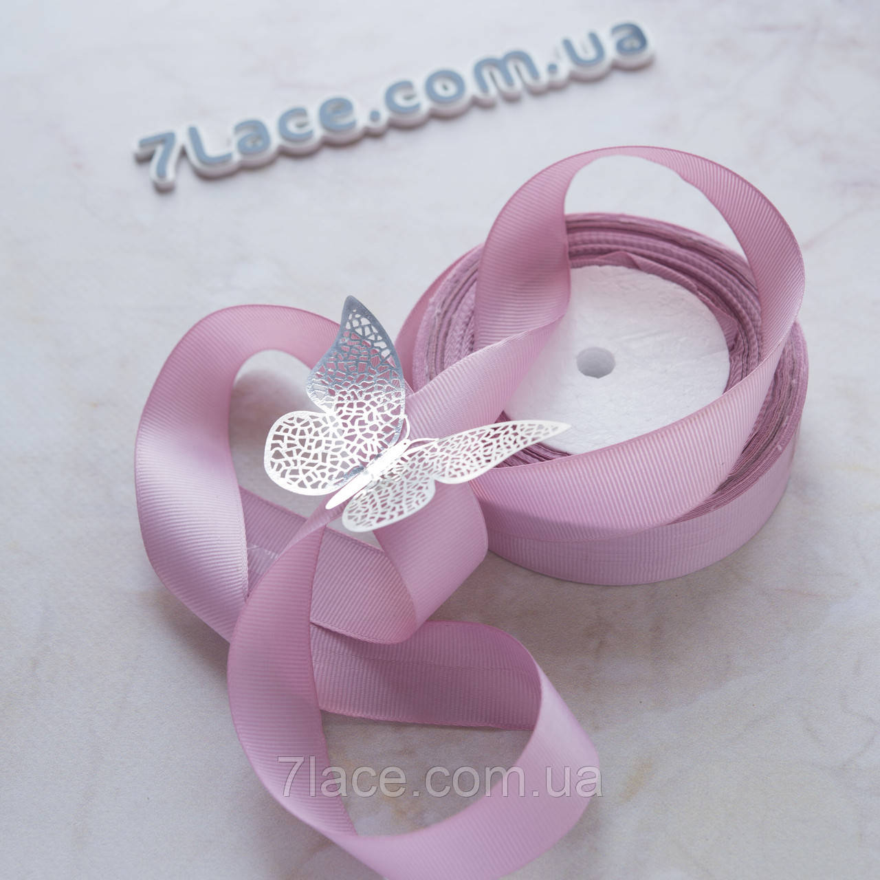 Репсова стрічка 2,5 см/колір рожевий фрез/ширина 2,5 см/бобіна 23 м, фото 1