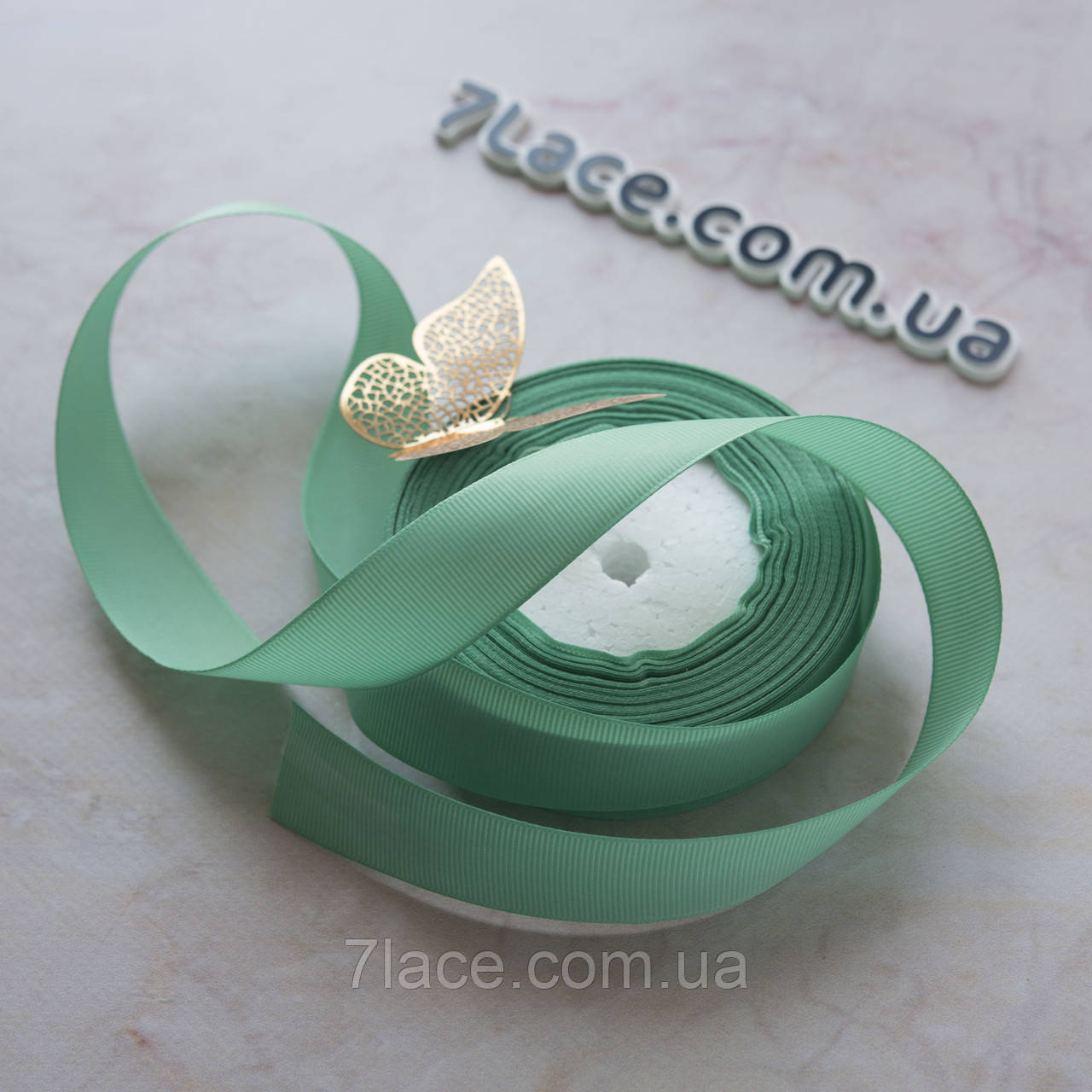Репсова стрічка 2,5 см/колір ментоловий/ширина 2,5 см/бобіна 23 м