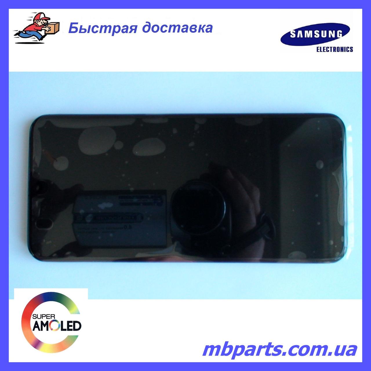 Дисплей з сенсором Samsung M215 Galaxy M21 чорний, GH82-22509A, оригінал, з рамкою!
