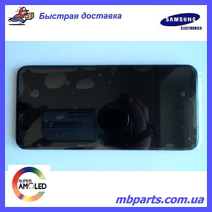 Дисплей з сенсором Samsung M215 Galaxy M21 чорний, GH82-22509A, оригінал, з рамкою!, фото 1