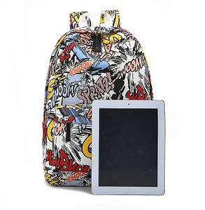 Стильні тканинні рюкзаки з принтом комікси для школи, фото 2