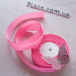 Репсова стрічка 2,5 см/колір рожевий/ширина 2,5 см/бобіна 23 м