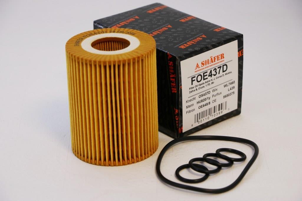 Фільтр масляний SHAFER FOE437D Opela Astra H, J, Corsa D, Mokka, Zafira B, Cruze, 1.7 D, 06-