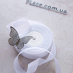 Репсова стрічка 2,5 см/колір білий/ширина 2,5 см/бобіна 23 м