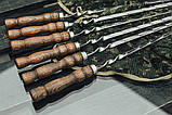 Шампур з дерев'яною ручкою з нержавіючої сталі 730*3*12 мм комплект з 6 шт в сагайдаку, фото 6
