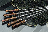 Шампур плоский, з дерев'яною ручкою з нержавіючої сталі 750*3*12 мм комплект з 10 шт в чохлі (сагайдак), фото 10