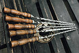 Шампур з дерев'яною ручкою з нержавіючої сталі 730*3*12 мм комплект з 6 шт в сагайдаку, фото 4