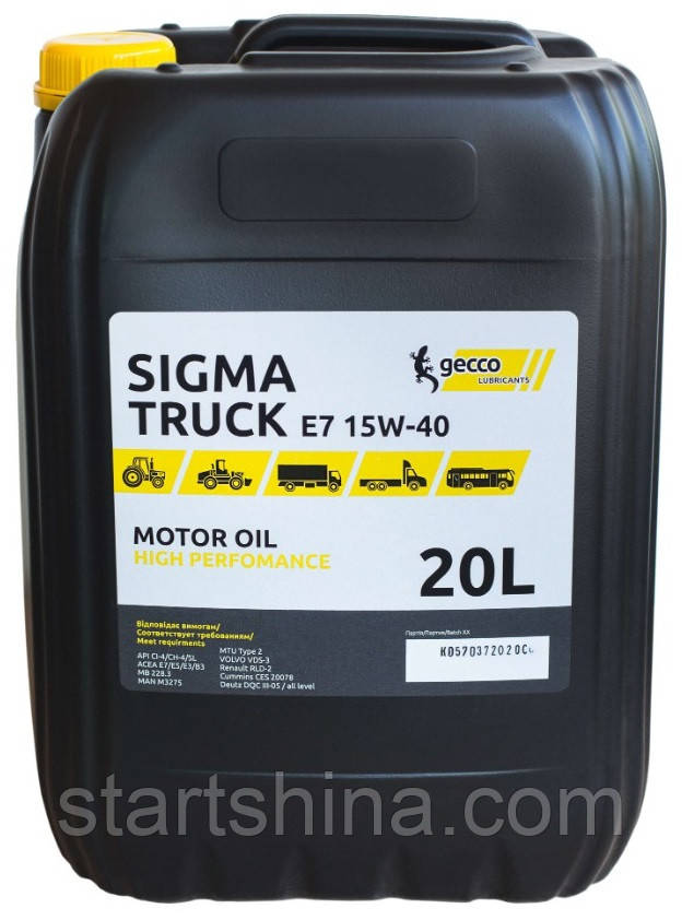 Мінеральна моторна олива GECCO Lubricants Sigma Truck E7 15W-40 (20 л)