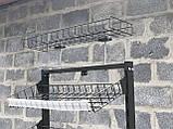 Пристінний сірий стелаж Трансформер з полицями-корзинами та гачками, фото 5