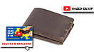 Чоловічий шкіряний гаманець ручна робота HANDCRAFT IN UA темно-коричневий з заклепками, фото 6