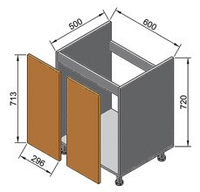 Кухня Тренто Модерн Нижняя тумба под мойку 60, 720х500х600