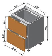 Кухня Тренто Модерн Нижняя тумба 60 две шухляды, 720х500х600