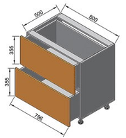 Кухня Тренто Модерн Нижняя тумба 80 две шухляды, 720х500х800