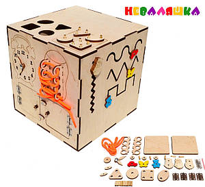 Заготовка Основа для Бизикуба БИЗИКУБ 24 х 24 см + Базовая Комплектация Деталями Бізікуб Куб Бизи из фанеры Бизикуб 24 см +база