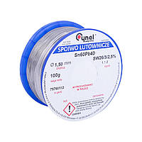 Припій з флюсом Cynel для паяння олов'яно-свинцевий (S-Sn60Pb40 sw26/3/2.5%) 100 гр (1.5 мм)