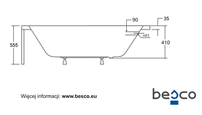 Акрилова ванна Intrica 160х75 Slim Besco PMD Piramida, фото 4