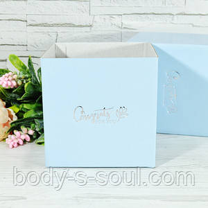 Флористична квадратна коробка колір блакитний, фото 1