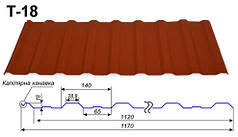 Профнастил Т 18 RAL 8017  ⁇  0,5 мм  ⁇ 