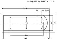 Акрилова ванна Shea 170х70 Besco PMD Piramida, фото 6