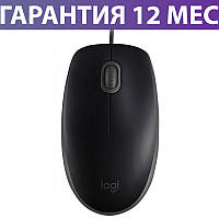 Компьютерная мышь Logitech B110 Silent, черная, USB, оптическая, 1000 dpi, 3 кнопки, 1.8 м, проводная мышка