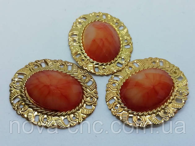 Камеї в ажурній металевій основі Розмір: 38 х 31 мм 2 шт., фото 1