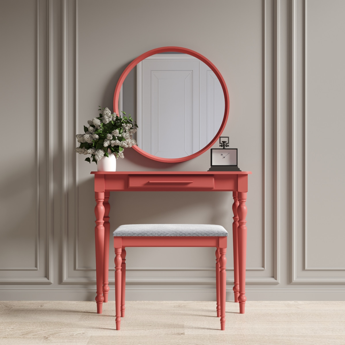 Туалетний столик з дзеркалом та банкеткою "Червоний Ренесанс", фото 1