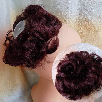 Гумка шиньон з канекалона бургунд 0215V-99J