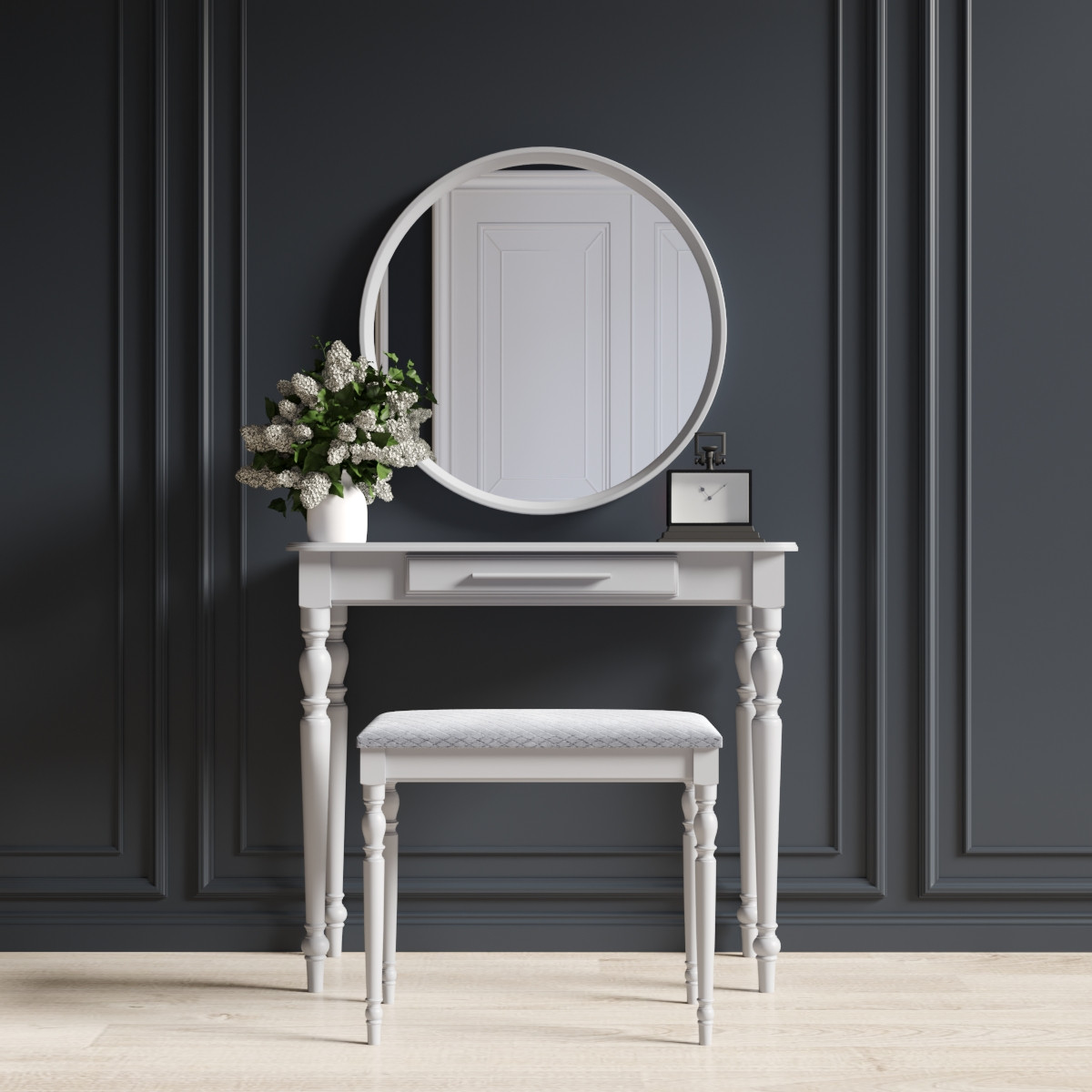 Туалетний столик з дзеркалом та банкеткою "Ренесанс Світло-сірий", фото 1