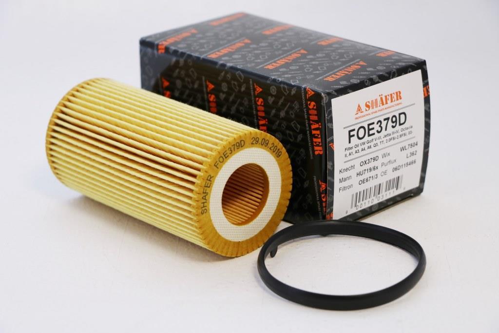 Фільтр масляний SHAFER FOE379D VW Golf V, VI, Jetta III-IV, Octavia II, A1, A3, A4, A6, Q3, TT, 2.0 FSI-2.5 FSI,