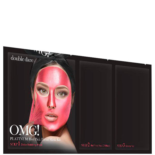 Трикомпонентний комплекс масок "Сяйво та рівний тон" Double Dare OMG! Platinum Hot Pink Facial Mask Kit, фото 1