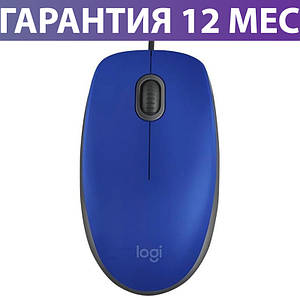 Компьютерная мышь Logitech M110 Silent, синяя, USB, оптическая, 1000 dpi, 3 кнопки, 1.8 м, проводная мышка