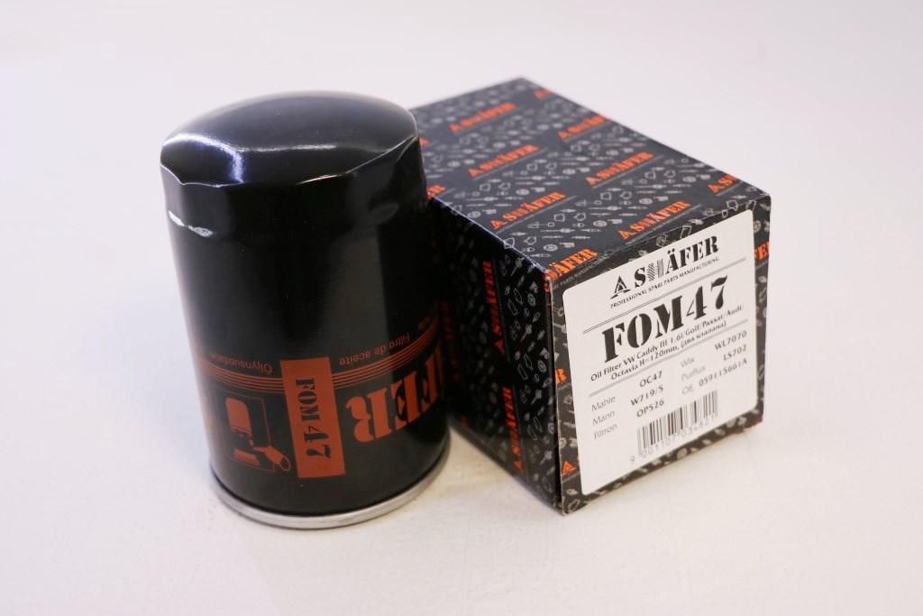 Фільтр масляний SHAFER FOM47 (SCT SM107) VW Caddy, Golf, Octavia (бензин) 96-12, D=77mm, H=120mm, 3/4-16UNF