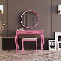Туалетный столик с зеркалом и банкеткой "Болония Розовая"