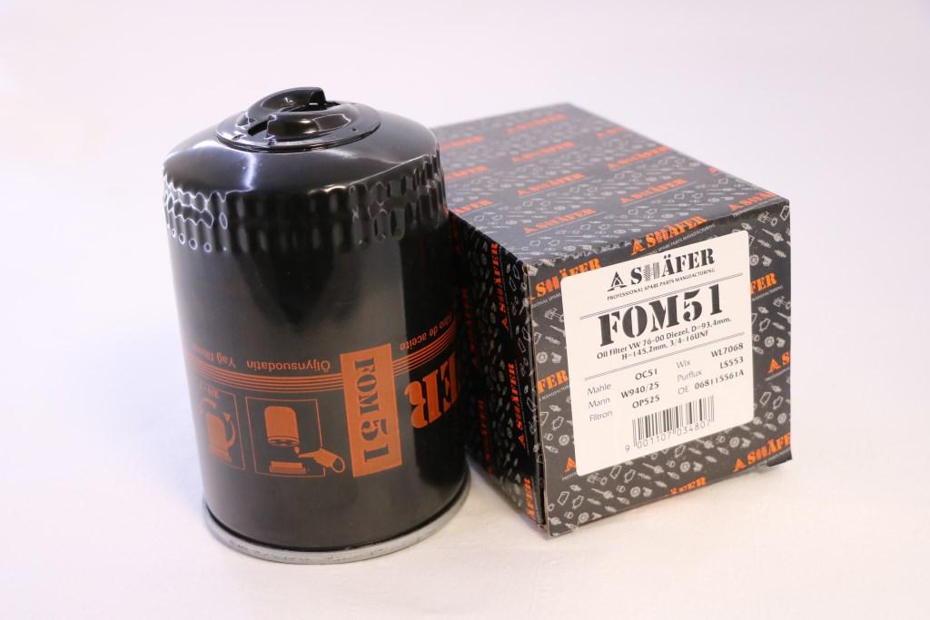 Фільтр масляний SHAFER FOM51 (SCT SM108) VW 76-00 Diezel, D=93,4 mm, H=145,2 mm, 3/4-16UNF