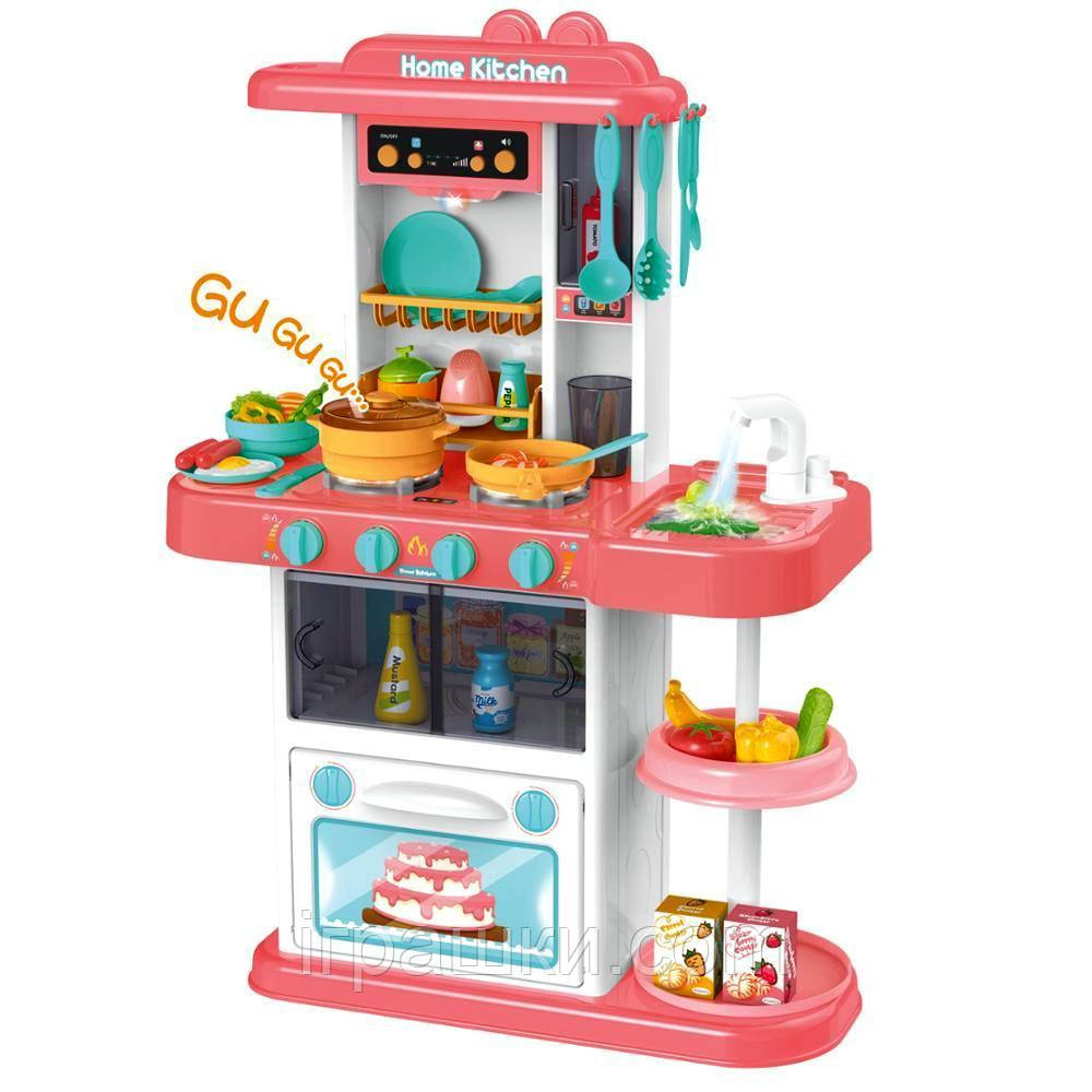 Игровая детская кухня 889-154 розовая, вода , свет, звук, 38 предмета - фото 1 - id-p886284875