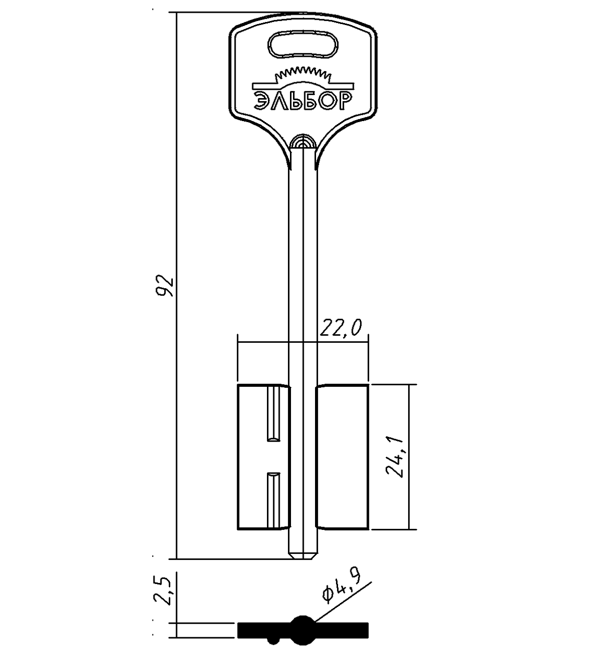 Заготівля ключа ЄЛЬБОР 12 JMA, фото 1