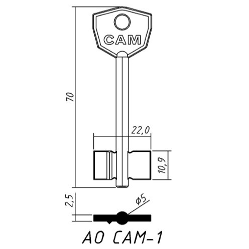 Заготівка ключа САМ 1 JMA, фото 1