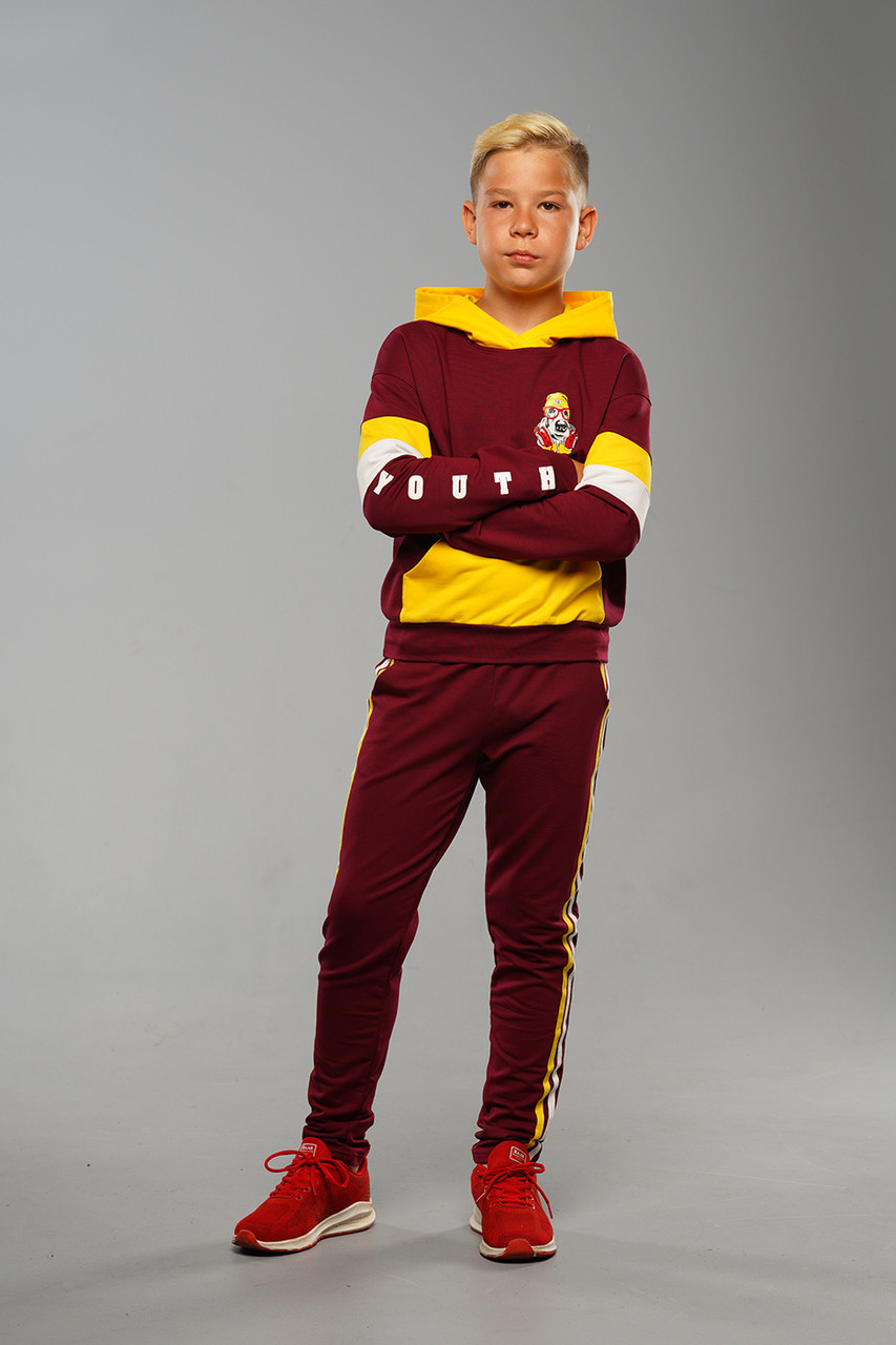 Дитячий спортивний костюм для хлопчиків Semmi Pes Бордо (134-164 см) на весну літо осінь