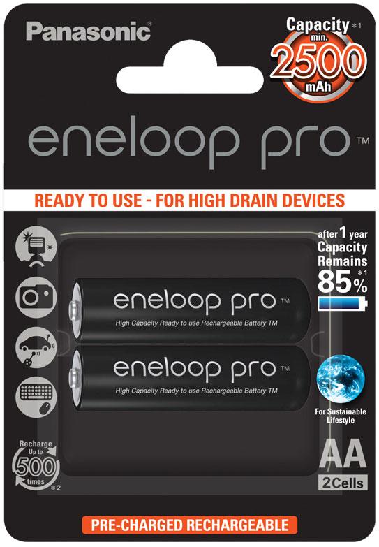 Акумулятор Panasonic Eneloop Pro BK-3HCDE/2BE, AA/(HR6), 2500mAh, LSD Ni-MH, блістер 2шт, фото 1