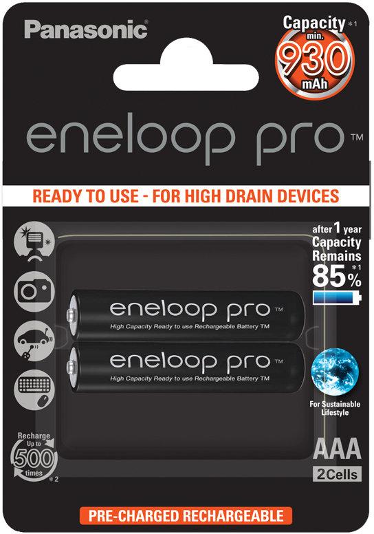 Акумулятор Panasonic Eneloop Pro BK-4HCDE/2BE, AAA/(HR03), 930mAh, LSD Ni-MH, блістер 2шт, фото 1