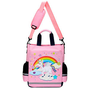 Сумка портфель Senkey&Style, шкільний рюкзак через плече рожевий Єдиноріг Код 10-6445